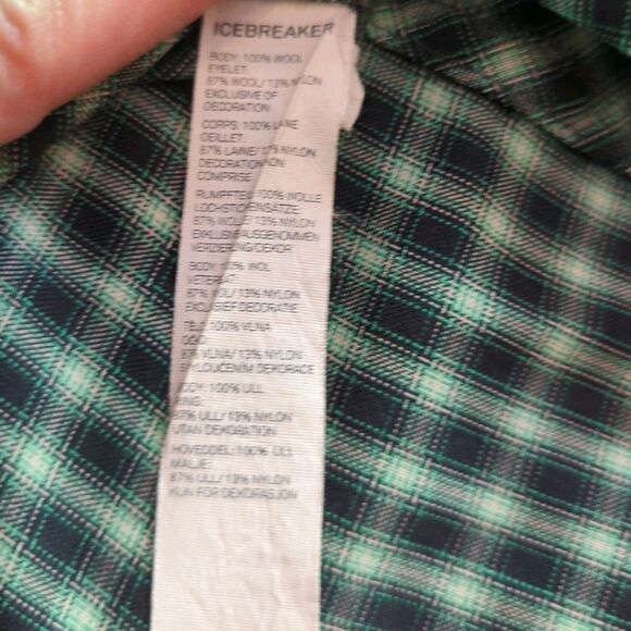Icebreaker Terra Buttton Up Shirt Womens Large Green Plaid Merino Wool Vented - Picture 8 of 8